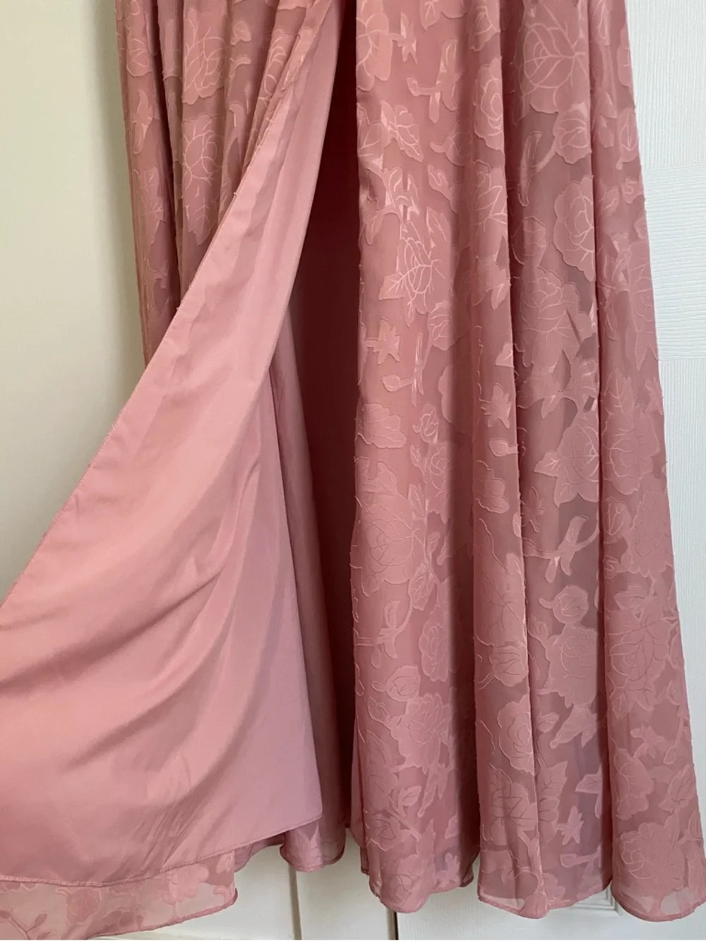 Azazie Bondi Rosette A-Line Side Slit Floral Burnout Dress - Size 12 - Picture 5 of 16